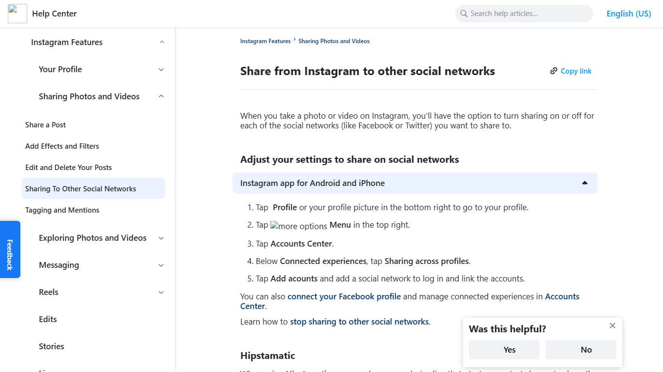 Share from Instagram to other social networks Instagram Help Center